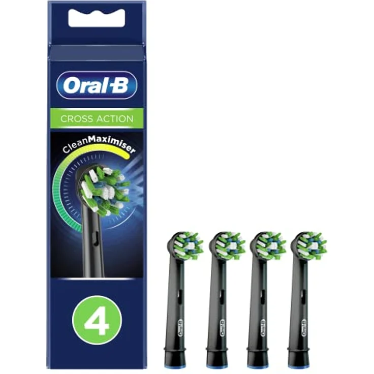 Oral-B CrossAction Bürstenkopfen, 4 Stück, Original Reinigungspatronen, mit CleanMaximiser-Technologie, Schwarz – Bild 1