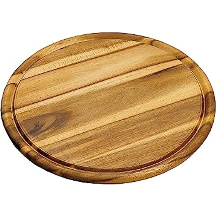 KESPER - Fleischteller mit Saftrille - Frühstücksbrettchen Essbrett - Akazienholz - rund 30 cm ø