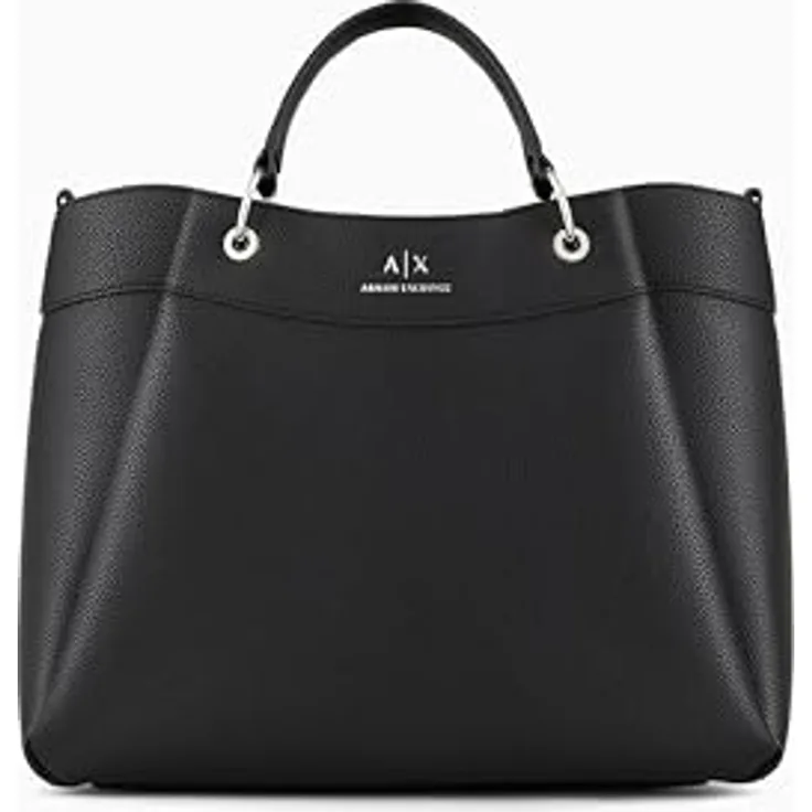 ARMANI EXCHANGE Shopper, Polyurethan, elegantes Design mit abnehmbarem Umhängeriemen, Schwarz