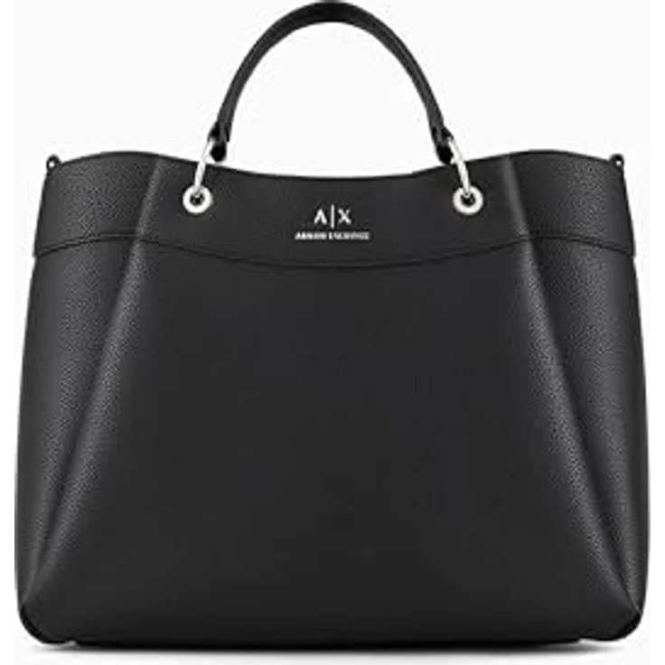 ARMANI EXCHANGE Shopper, Polyurethan, elegantes Design mit abnehmbarem Umhängeriemen, Schwarz – Bild 1