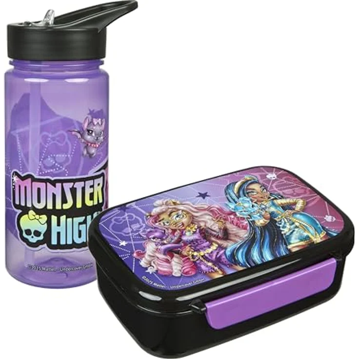 Scooli Lunchbox Monster High, 2-tlg. Set mit auslaufsicherer Brotzeitdose und 500 ml Trinkflasche, BPA-frei – Bild 1