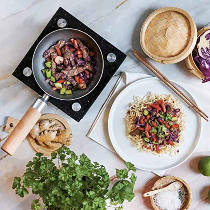 DeWok Kochsystem bis 2 Personen, ohne Strom, ohne Gas, Zuhause, Innenraum geeignet, zum Grillen, Raclette, Fondue, Wokken, Tischwok, gesund kochen – Bild 5