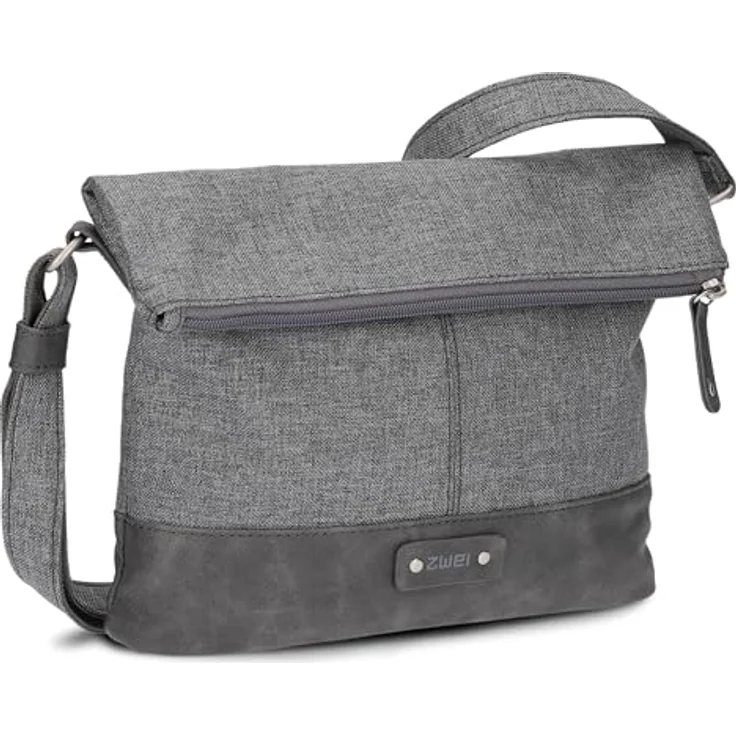 ZWEI Beuteltasche Olli OT6, leichte kompakte Umhängetasche aus wasserabweisendem Nylon und Kunstleder, grau – Bild 1