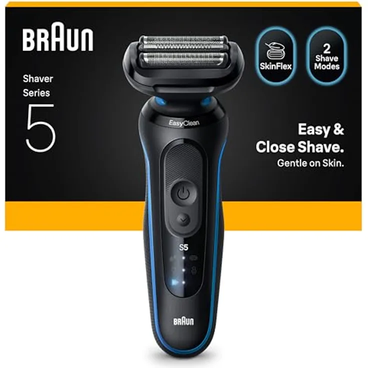 Braun Rasierer Series 5 52-B1000s, elektrischer Folienrasierer mit 50 Minuten Akkulaufzeit, wasserfest und schnelles Laden in 5 Minuten