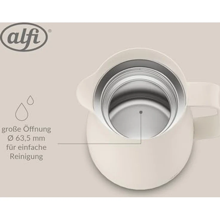 alfi STUDIO TEA Isolierkanne 0,7L, doppelwandige Edelstahl-Thermoskanne in Weiß, hält 12 Stunden warm und 24 Stunden kalt, Drehverschluss, BPA-frei – Bild 5