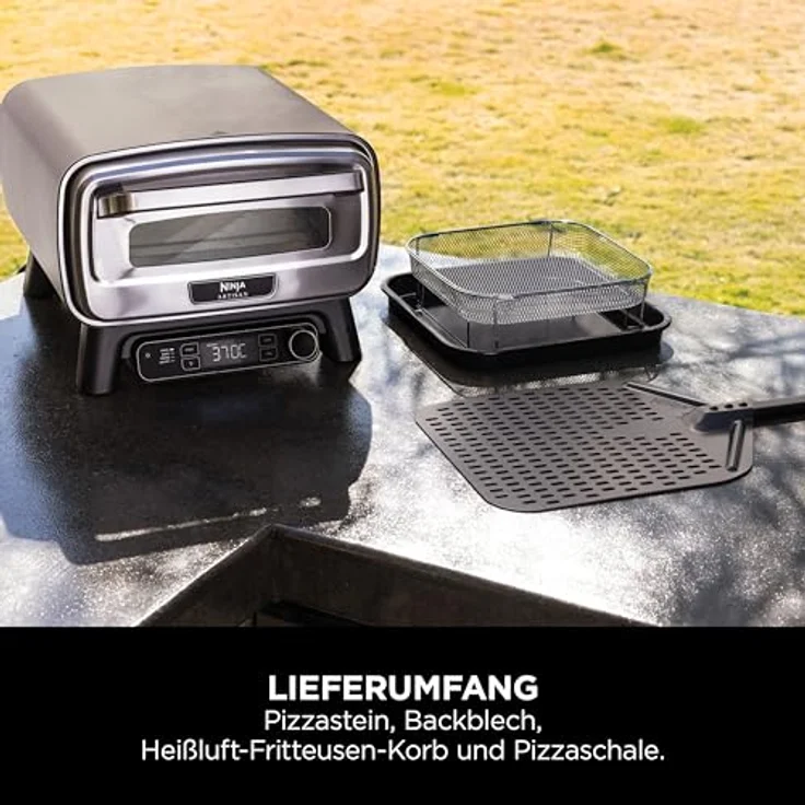 Ninja MO201EU, 4-in-1 Outdoor-Elektro-Pizzaofen und Heißluftfritteuse, für 30 cm Pizzen, Edelstahl, 370 °C – Bild 10
