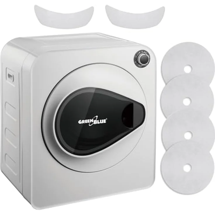 Green Blue GB405, Elektrischer Wäschetrockner 830W, Ablufttrockner mit 3kg Kapazität, 5 Trocknungsprogramme, freistehend oder wandmontierbar, inkl. 2 Filtersets – Bild 1