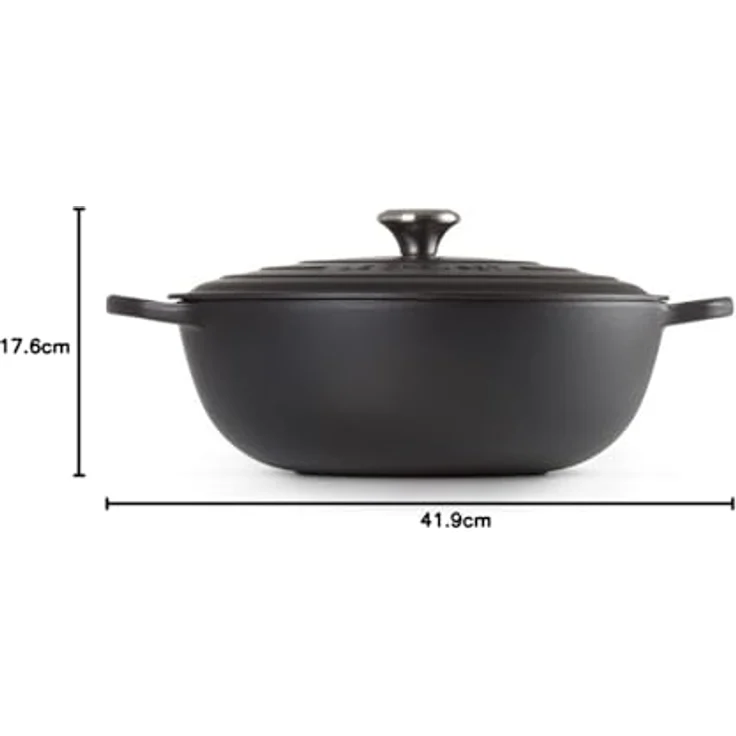 Le Creuset Signature Gusseisen-Bräter mit Deckel, Ø 32 cm, La Marmite, Rund, Für alle Herdarten und Induktion geeignet, Volumen: 7 l, Schwarz – Bild 6