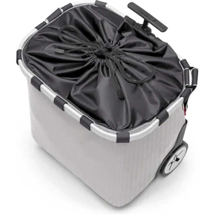reisenthel carrycruiser Tragbarer Einkaufstrolley mit stabilem Aluminiumrahmen, Schultergurt und herausnehmbarer Netz-Innentasche, Herringbone grey – Bild 3