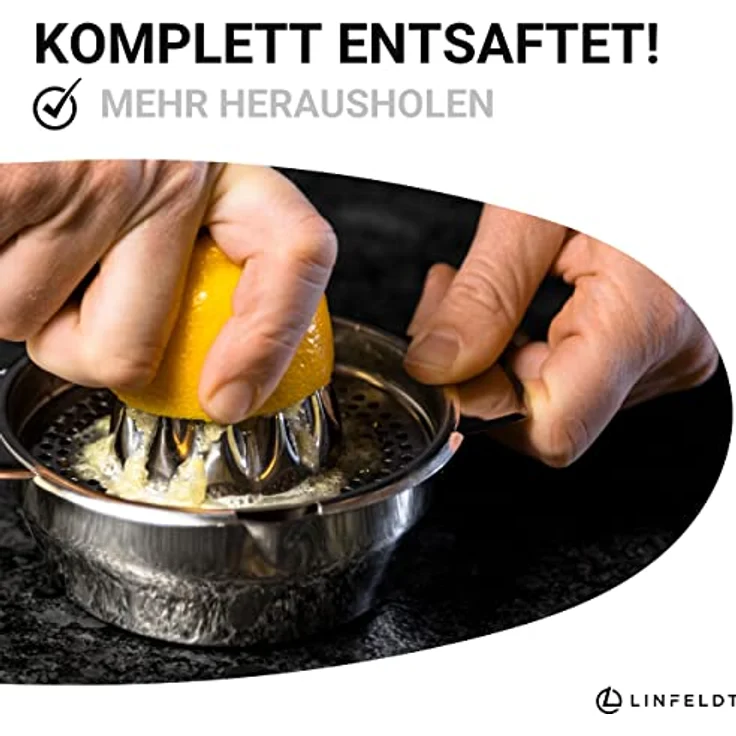 LINFELDT® Zitronenpresse Edelstahl - TOP SAFTPRESSE MANUELL | Orangenpresse Manuell - Zitruspresse Manuell | Zitruspresse Edelstahl, Zitronenpresse Handpresse, Orangensaftpresse – Bild 3