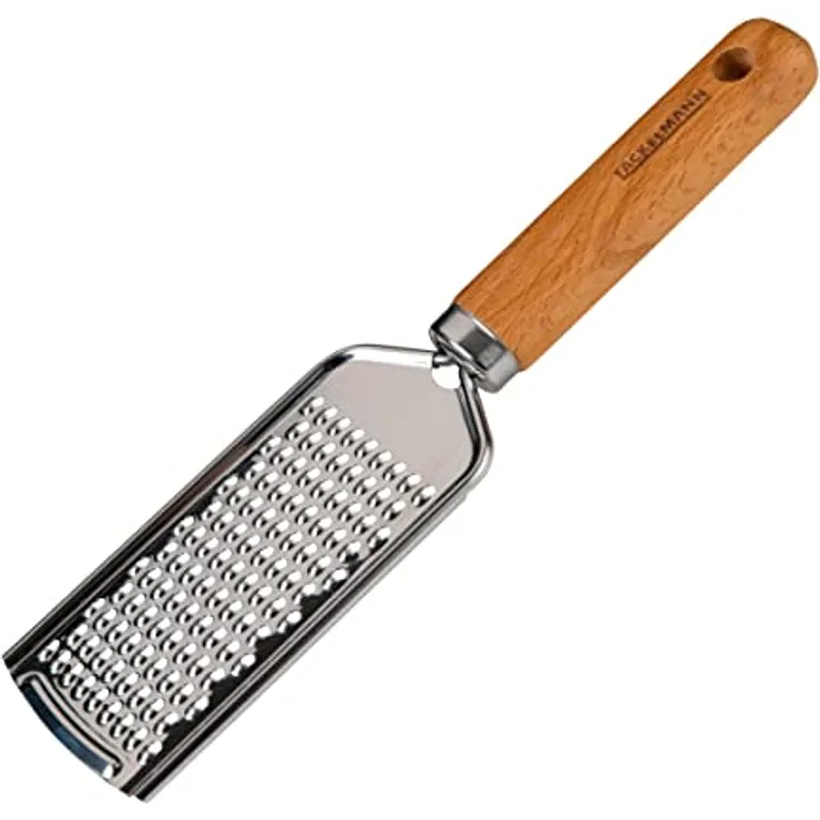 Fackelmann Handreibe für Parmesan, Käse und Zester – Käsereibe Perfekt für Pizza Und Pasta – Reibe aus Edelstahl und Buchenholz Im Italienischen Look