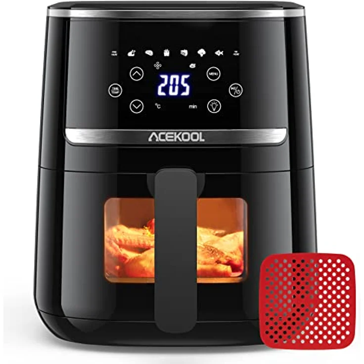 Heißluftfritteuse 5QT XXL Friteuse Heissluft Fritteusen Air Fryer mit Silicon Liner, 8 Presets Geräuscharme Air Fryers mit Sichtfenster Acekool – Bild 1