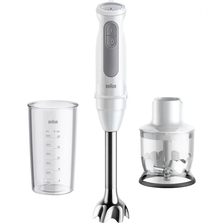 Braun Stabmixer MultiQuick 5 MQ50201M, 1000 W, Weiß/Grau