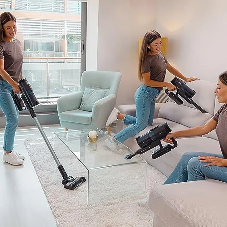 Cecotec Handstaubsauger Conga Rockstar 1500 Ray Pure, kabellos mit 215 W, 12 kPa, 25,2 V Akku, 45 Min. Laufzeit, 3 in 1, Mischbürste, 2 Programme, Parallelzyklon, 500-ml-Tank - Weiß – Bild 5