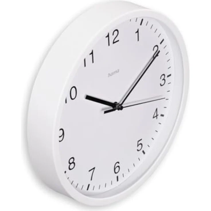 Hama Wanduhr Elba, Ø 25 cm, ohne Ticken, Weiß - Quarzuhr mit analoger Zeitanzeige – Bild 2