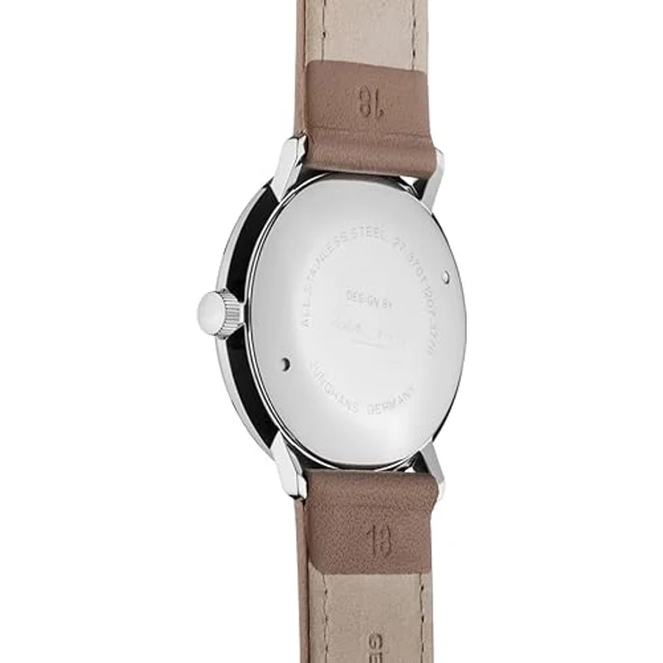 JUNGHANS max Bill Armbanduhr Handaufzug mit Saphirglas 27/3701.02, silberfarbenes Gehäuse, leuchtendes Zifferblatt – Bild 4