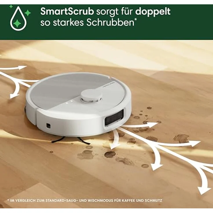 iRobot Roomba Plus 505 Combo Robot + AutoWash Dock Saugroboter mit Wischfunktion - Clearview Pro LiDAR - 7000Pa - DualClean Wischpads mit PerfectEdge - SmartScrub - Weiß – Bild 4
