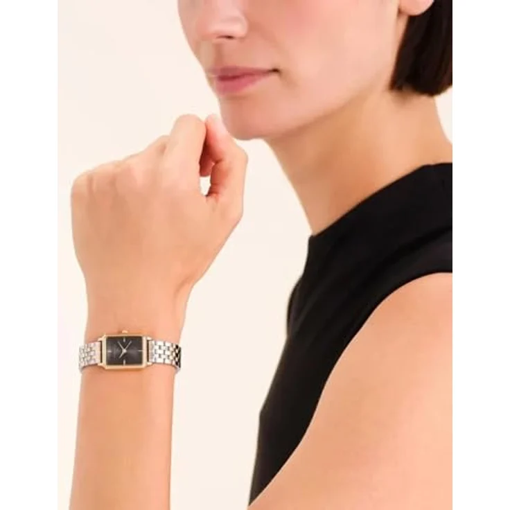 Rosefield Octagon XS Bicolor/Schwarz, Damenuhr mit analoger Anzeige und Edelstahlarmband – Bild 2