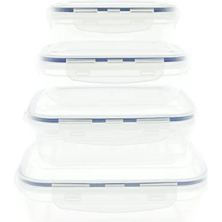 COFI 1453 Frischhaltedosen Set Kunststoff, 8-teilig mit luftdichtem Deckel, transparent