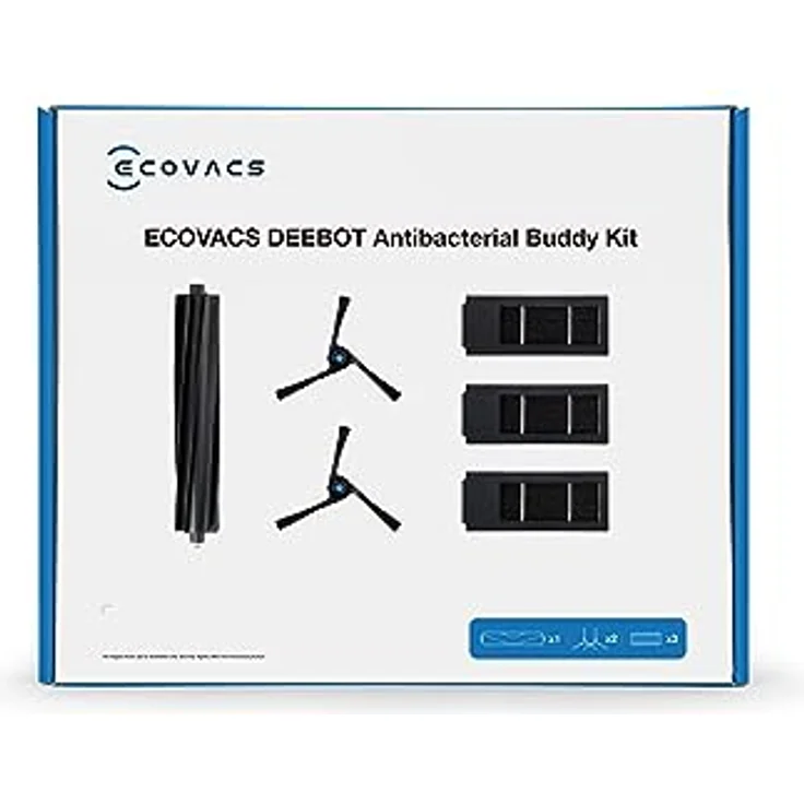 ECOVACS Service Kit für DEEBOT X2 OMNI/ X2 COMBO, 1*Hauptbürste (Gummi), 2*Seitenbürste (Schwarz), 3*Antibakterielle Filter, Originalzubehör – Bild 3
