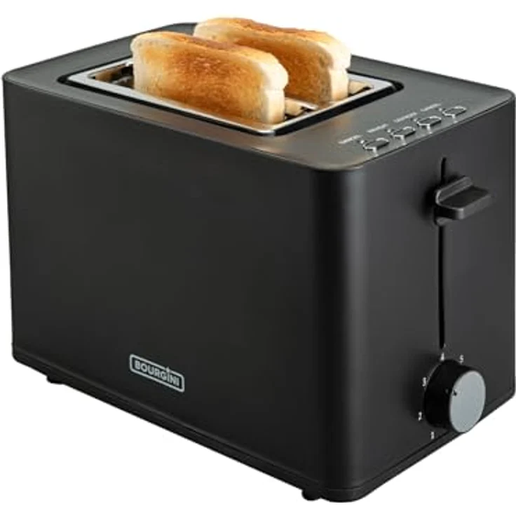Bourgini Toaster TOTTI, Schwarz, multifunktionaler Sandwichmaker mit extra breiten Schlitzen (3,6 cm) und Tosti-Zangen, 850 W – Bild 1