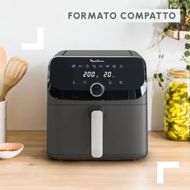 Moulinex Easy Fry Mega EZ855HF0, Heißluftfritteuse mit 7,5L Fassungsvermögen und 2020W Leistung, Holzkohle Grau – Bild 4