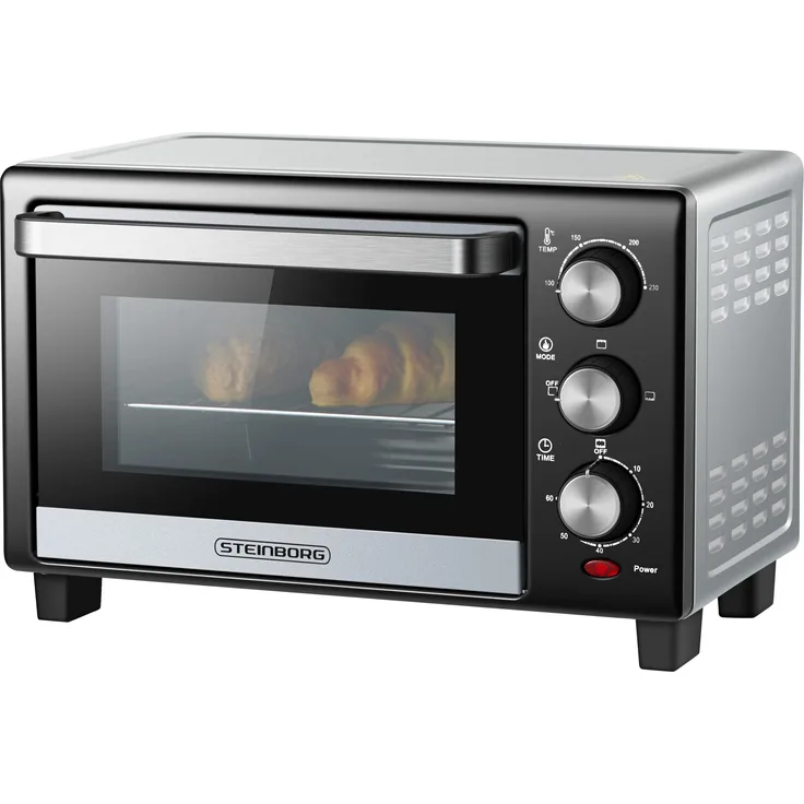 STEINBORG Minibackofen SB-3017, 15 Liter, 1200 Watt, mit Krümelblech, silber