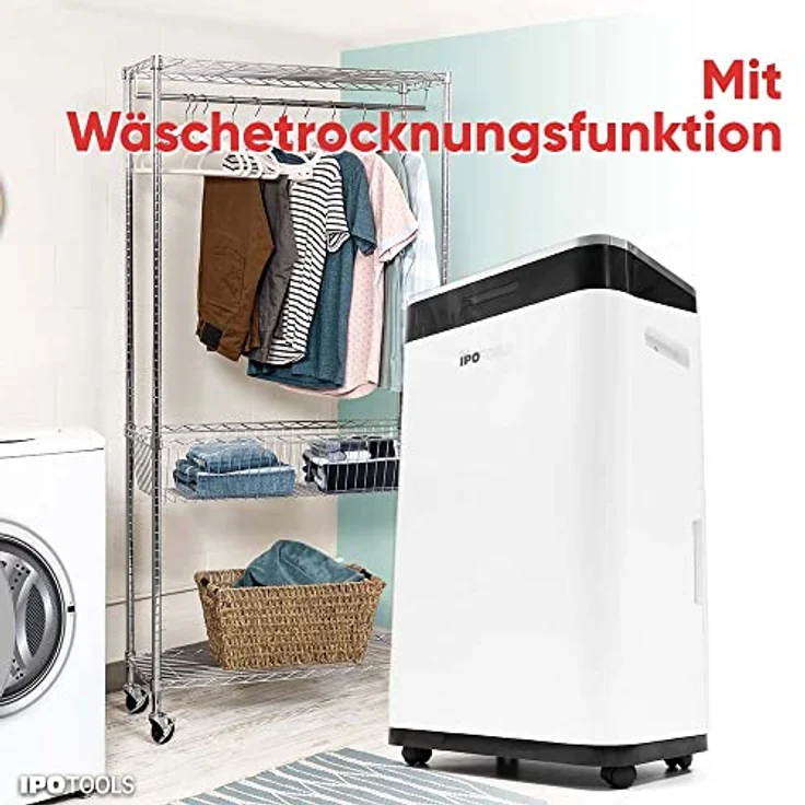 IPOTOOLS Luftentfeuchter OL25-BD030BM - 25L/Tag Feuchtigkeitsentfernung, 3 Betriebsarten, Digitalanzeige, Ablaufschlauch, Wäschetrocknung, Timer, Mobil (25 Liter) – Bild 2