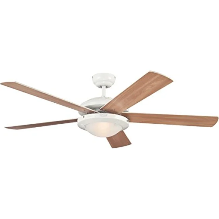 132 cm Deckenventilator Comet 78017 mit Einzelleuchte und fünf Flügeln, Ausführung in Weiß mit Opalmilchglas – Bild 2
