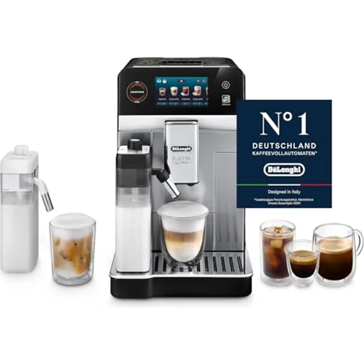 De'Longhi Eletta Ultra ECAM472.85.MB, Kaffeevollautomat mit LatteCrema Milchsystem, 50+ Getränke, 4,3-Zoll Farb-Touchdisplay, besonders leise, Metallgehäuse – Bild 1