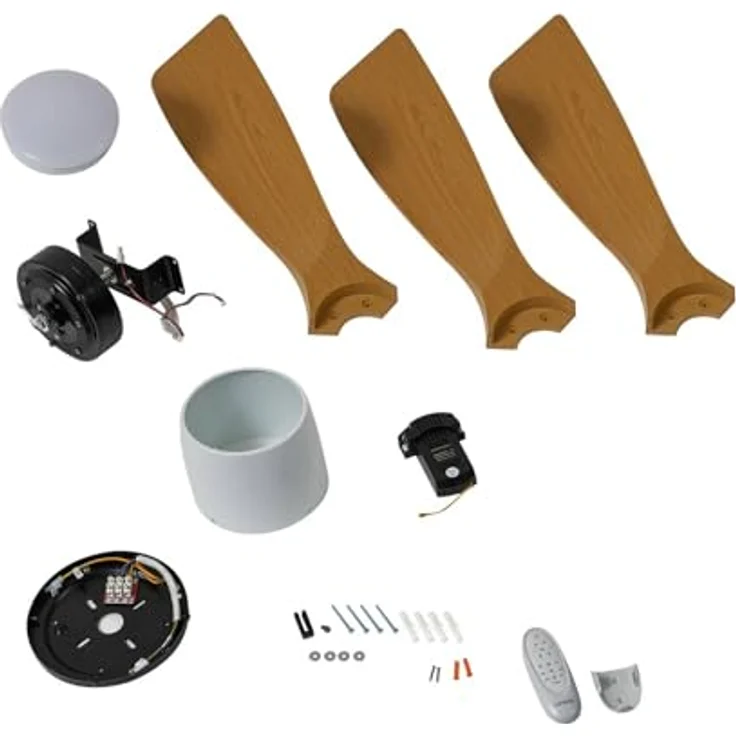 Lucande Moneno 10022123, LED-Deckenventilator mit dimmbarer Leselampe, Weiß, 1-flammig, Metall, inkl. Fernbedienung, für Räume bis 15 m² – Bild 9
