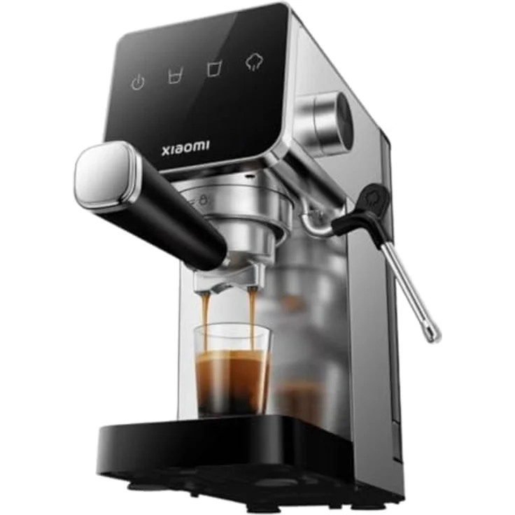 Xiaomi Halbautomatische Espressomaschine BHR9798EU, 20-Bar-Pumpe, Edelstahl, kompakte Bauweise mit Touchscreen und integriertem Tassenwärmer, grau/silber – Bild 1