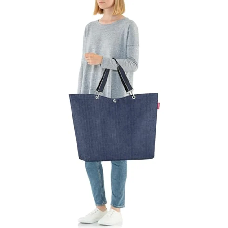 reisenthel Classic Shopper XL Herringbone Dark Blue, Einkaufstasche mit Polyester Material, Blau – Bild 6
