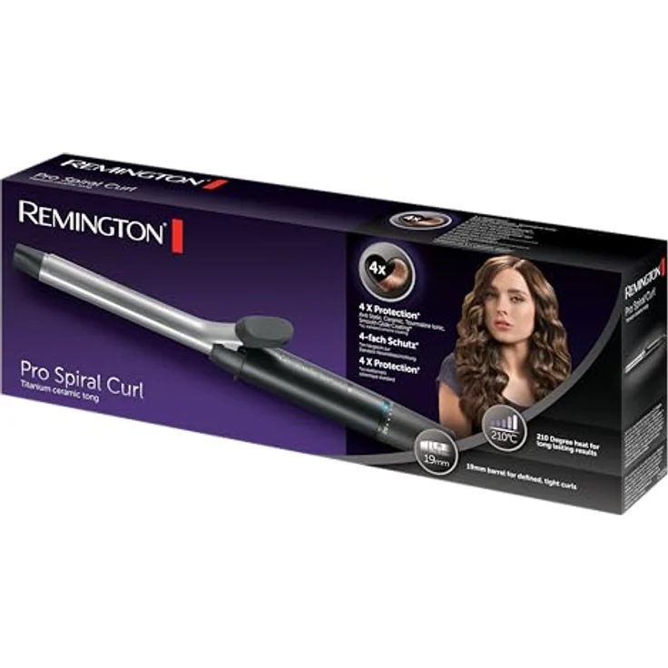 Remington Lockenstab Pro Spiral Curl CI5519 mit Klemme antistatische Keramik-Turmalin-Beschichtung, 8 Temperatureinstellungen, schwarz – Bild 6