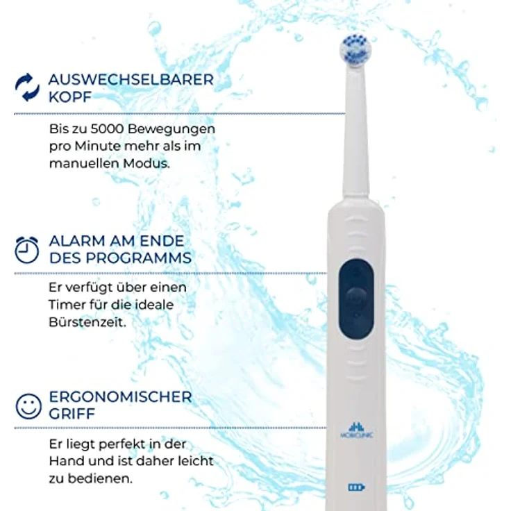 Elektrische Zahnbürste | Wiederaufladbar | Weiß | Mobiclinic – Bild 4