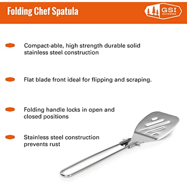 GSI Glacier Stainless Folding Chef Spatula, klappbarer Edelstahl-Küchenhelfer mit zweistufigem Griff, mehrfarbig, Einheitsgröße – Bild 4