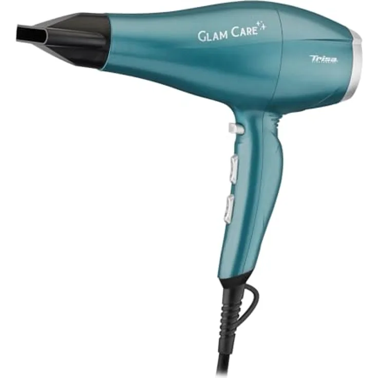Trisa Glam Care Petrol Haartrockner mit Ionen Funktion, 3 Heizstufen, Cool Shot, Überhitzungsschutz, Diffusor & Ondulierdüse - Für geschmeidiges & glänzendes Haar
