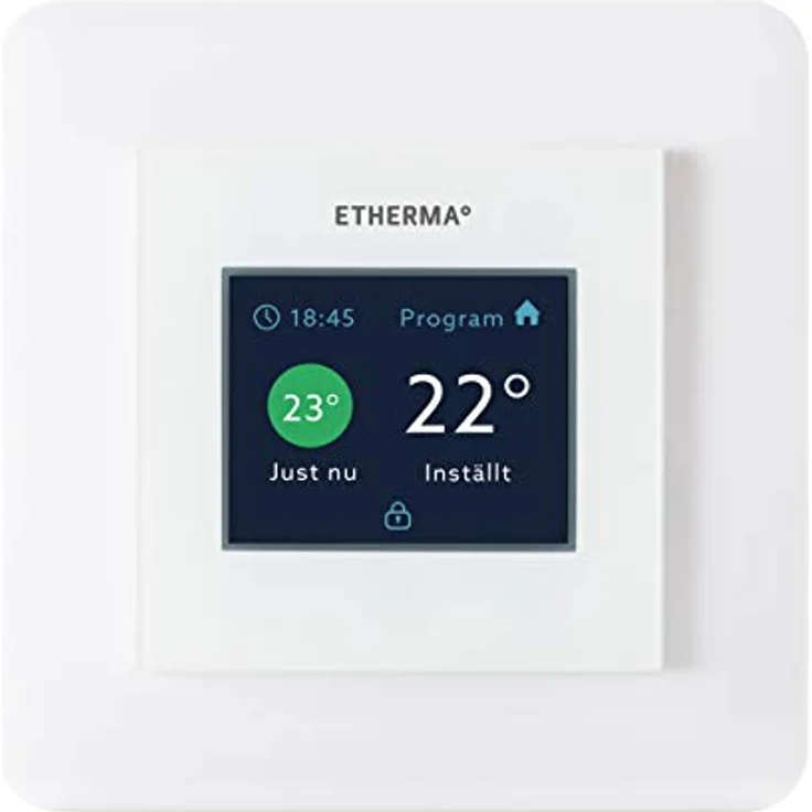 ETHERMA eTOUCH, Thermostat mit Touchpad & Programm, 5-35°C, 16A, hochglanz schwarz – Bild 1