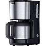 Braun PurShine KF1505 BK Filterkaffeemaschine, 1,2L Edelstahl-Thermokanne für bis zu 9 Tassen, OptiBrew-System, Tropf-Stopp-Funktion, schwenkbarer Filterkorb, Automatische Abschaltung, 1000W, Schwarz