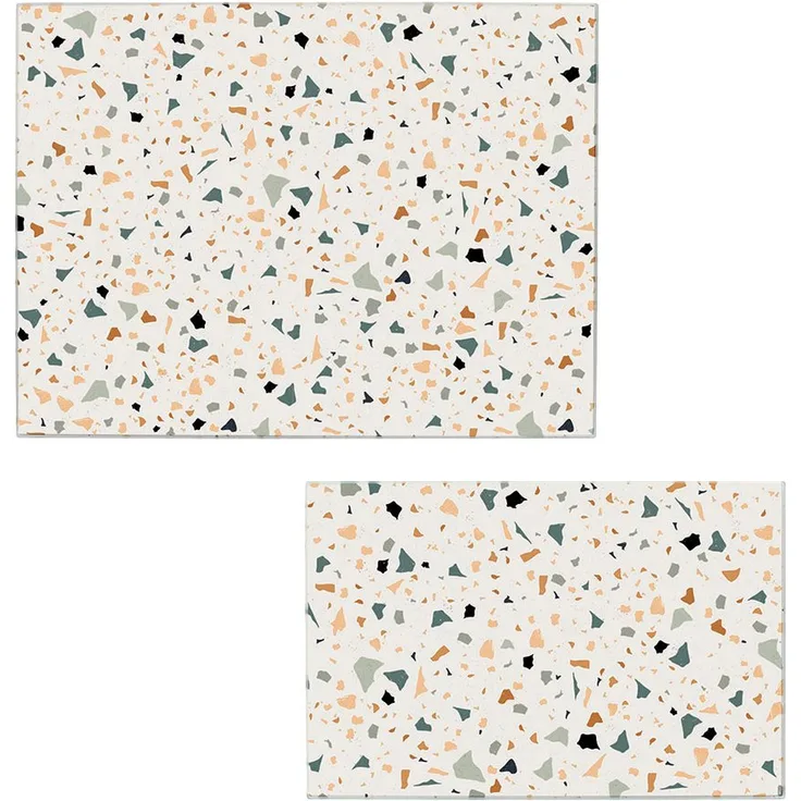 Zeller Present Schneidebrett Terrazzo, 2-teiliges Set aus Sicherheitsglas mit Silikonfüßen, 30x20 cm