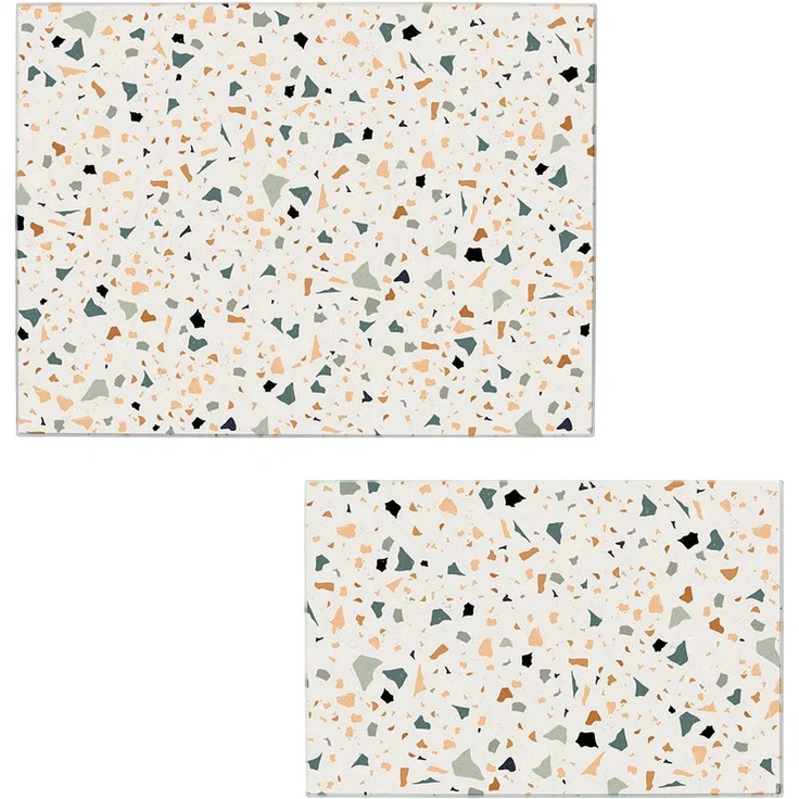 Zeller Present Schneidebrett Terrazzo, 2-teiliges Set aus Sicherheitsglas mit Silikonfüßen, 30x20 cm