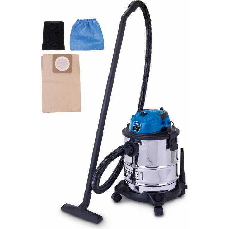 Scheppach VC20 Nass- / Trockensauger, 1300W, 20L Edelstahlbehälter, 2m Schlauch, 4m Kabel