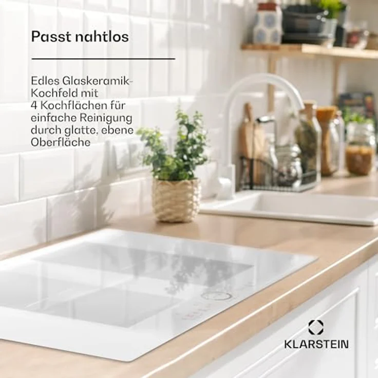 Klarstein Induktionskochfeld 4 Platten, Einbau-Induktionskochfeld mit 7000 Watt, Touch-Bedienfeld & Timer, Effizienter Elektro Induktions-Herd – Bild 2