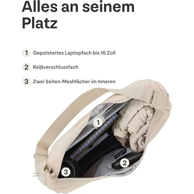 Johnny Urban Kaia Umhängetasche, 51 cm, 100% Nylon, gelb – Bild 5