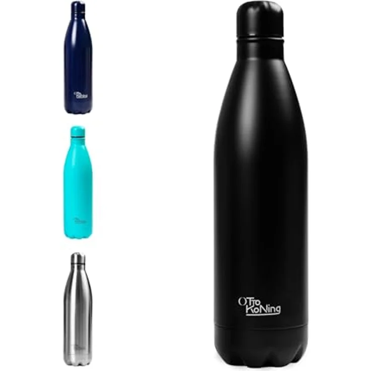 Otto Koning Edelstahl Trinkflasche 1 Liter – Vakuumisolierte, auslaufsichere Sportflasche mit doppelwandiger Isolierung für Büro und Outdoor – BPA-frei, robust – Bild 1