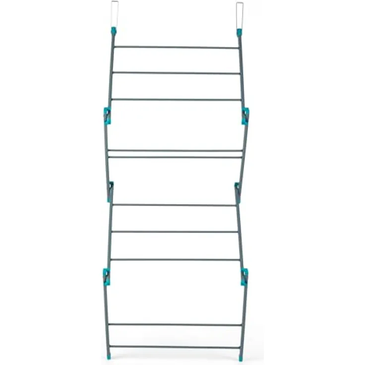Beldray LA081117EU7 Hängender 3-stufiger Wäscheständer, platzsparender über Tür Wäschetrockner mit 5m Trockenraum, grau-türkis, 4kg maximale Kapazität