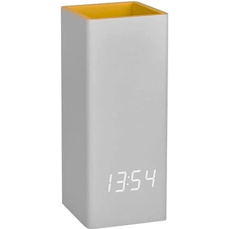 TFA Dostmann Digitaler Wecker Clocco Desk, multifunktionaler Stifte Organizer mit Innenthermometer, Datumsanzeige und Quarzuhr, grau – Bild 1