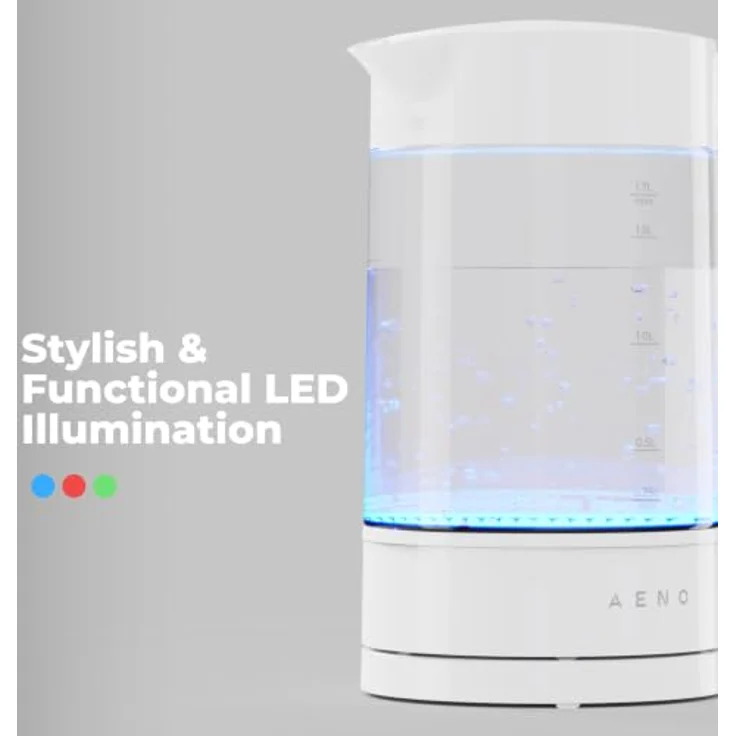 Aeno EK5 Elektrischer Wasserkocher, 1,7 Liter, Glas, Temperaturregelung 40-100°C, Strix-Technologie, LED-Beleuchtung – Bild 11