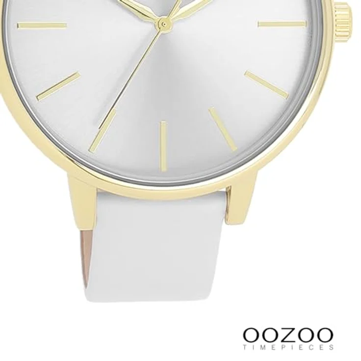 Oozoo Timepieces C11290 Damen Uhr, edle Analog-Armbanduhr mit hochwertigem Lederarmband in gold light grey/gold, 42mm Gehäusegröße, spritzwasserdicht bis 2 Bar, inkl. Geschenkverpackung – Bild 3
