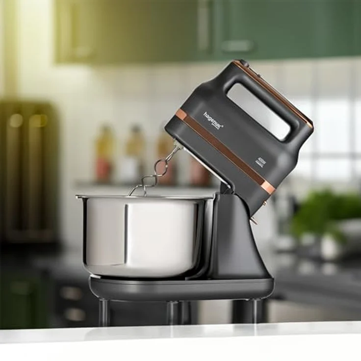 Hagenuk Standmixer 3,5L Rührmaschine Mixer Knetmaschine Rührgerät Küchenmaschine, 400 Watt, Dekorring roségoldfarben – Bild 3